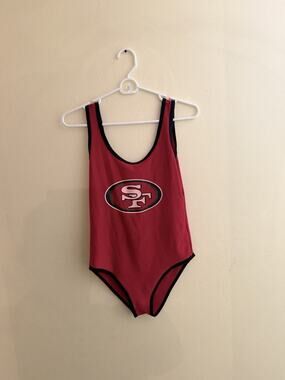 NFL San Francisco 49ers Women's Red/Black Logo Stretch One-Piece Swimsuit